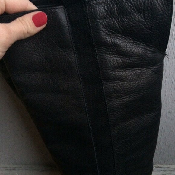 Zara Leather Tuxedo Stripe Over the knee Boots - Picture 6 of 8